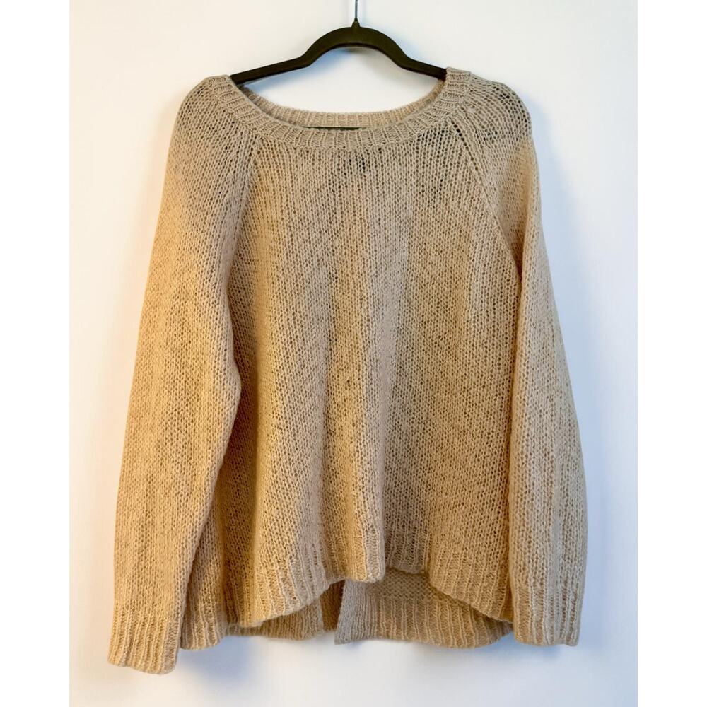 H&M Ivory Wool Blend Bow Back Peek-A-Boo Sweater - Size Large